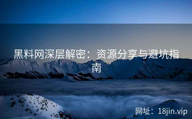 黑料网深层解密：资源分享与避坑指南  第2张