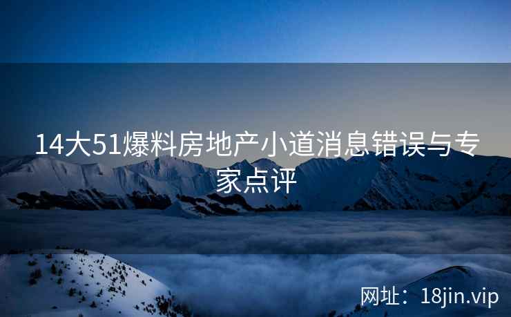 14大51爆料房地产小道消息错误与专家点评