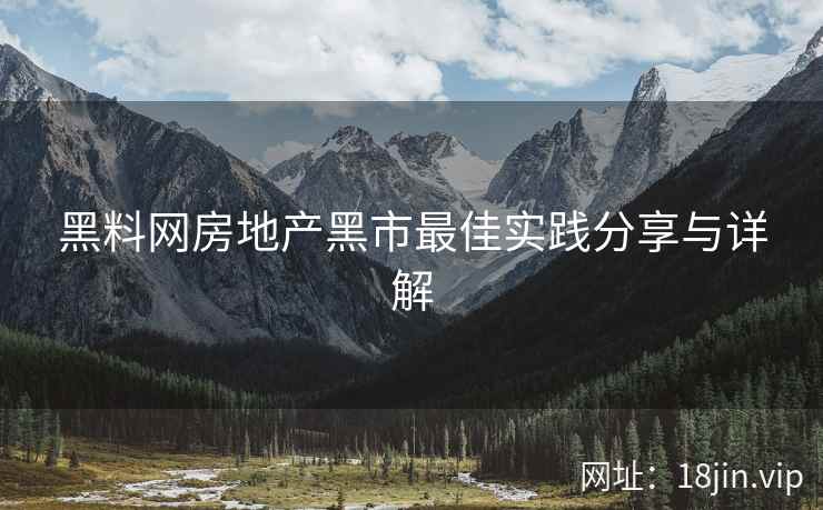 黑料网房地产黑市最佳实践分享与详解