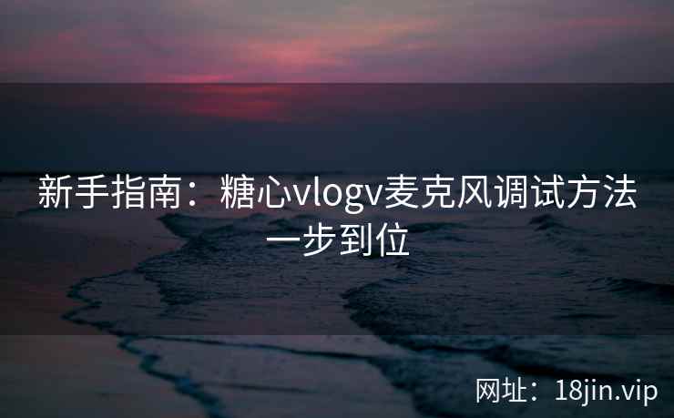 新手指南：糖心vlogv麦克风调试方法一步到位