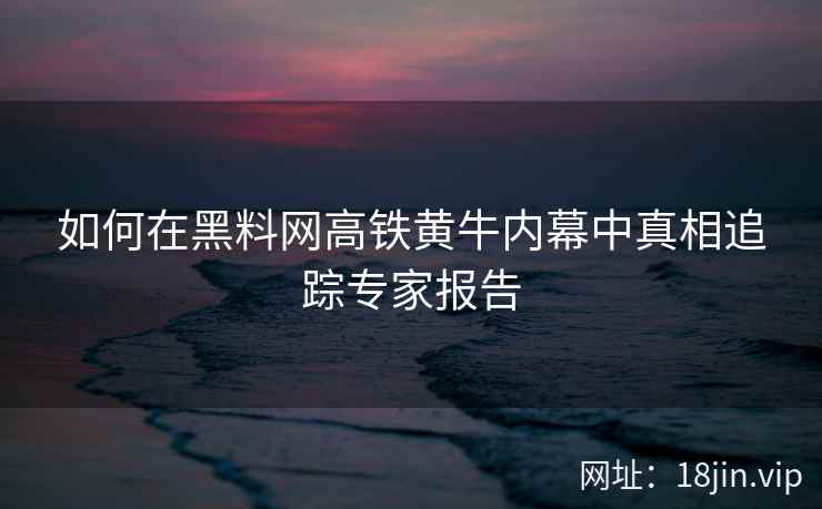 如何在黑料网高铁黄牛内幕中真相追踪专家报告